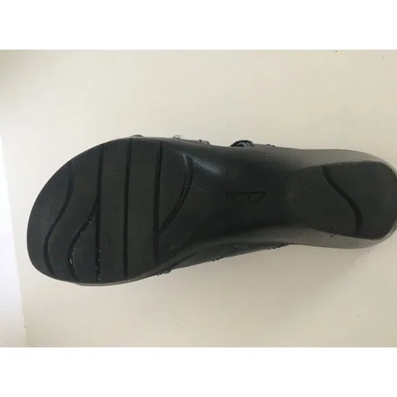 Clarks Bendables Sandals Ella Fusion Blue Shoes Slide On Wedge Heel  Womens 6 M - Picture 8 of 8